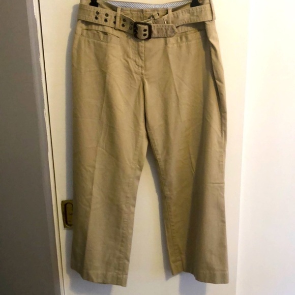 𝅺Tommy Hilfiger cropped pants with belt buckle. Size 8, tan, nautical, beach - Picture 1 of 5